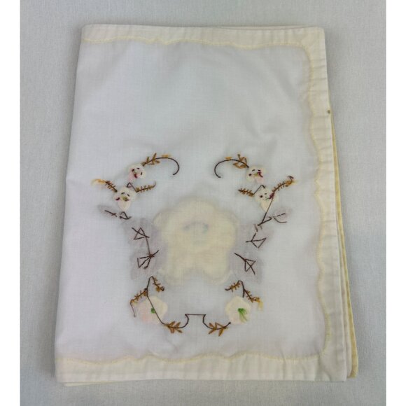 Vintage Hand-Embroidered Floral Linen Placemats Set Of 4 Yellow Brown Orange - Picture 11 of 11